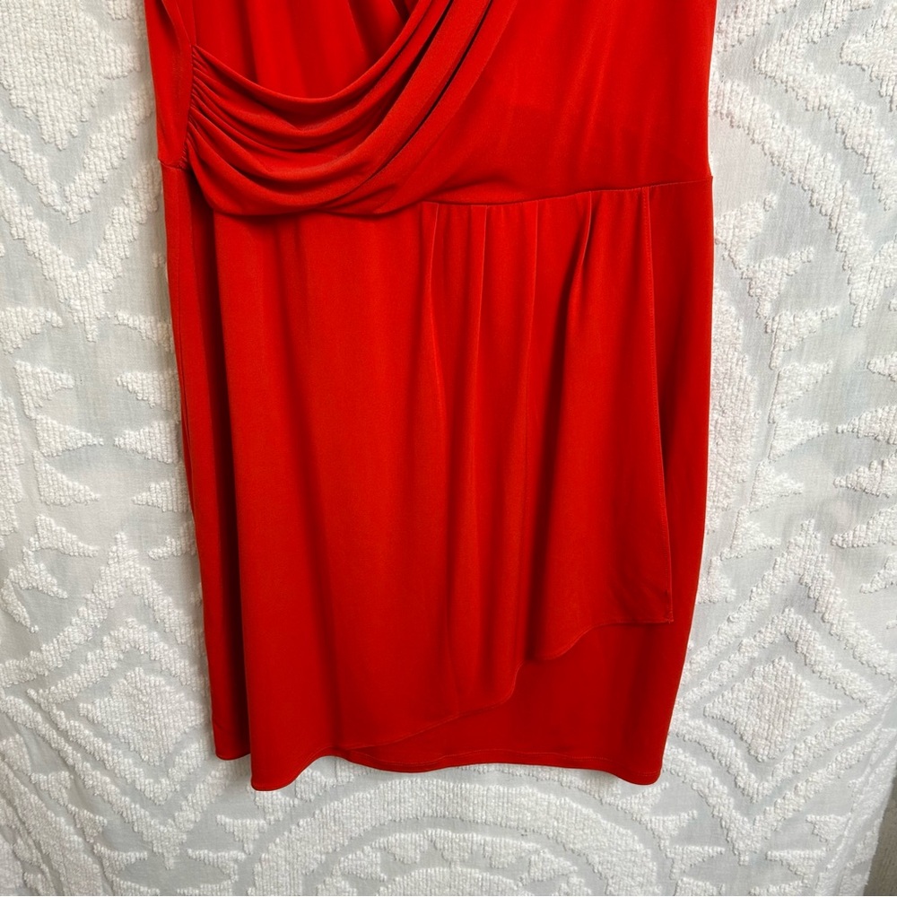 Calvin Klein Red Faux Wrap Surplice Sleeveless Dress - Picture 4 of 10